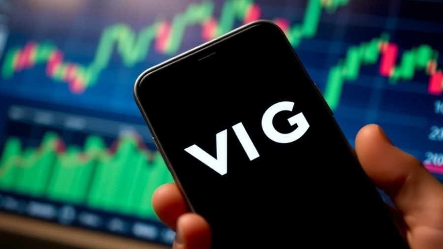 Smartphone showing VIG logo with financial chart background, VIG acquisition of Nuernberger.