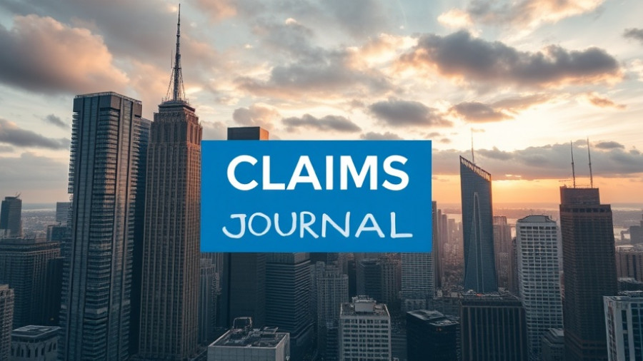 Claims Journal logo over city skyline related to Ford vehicle recall issues.