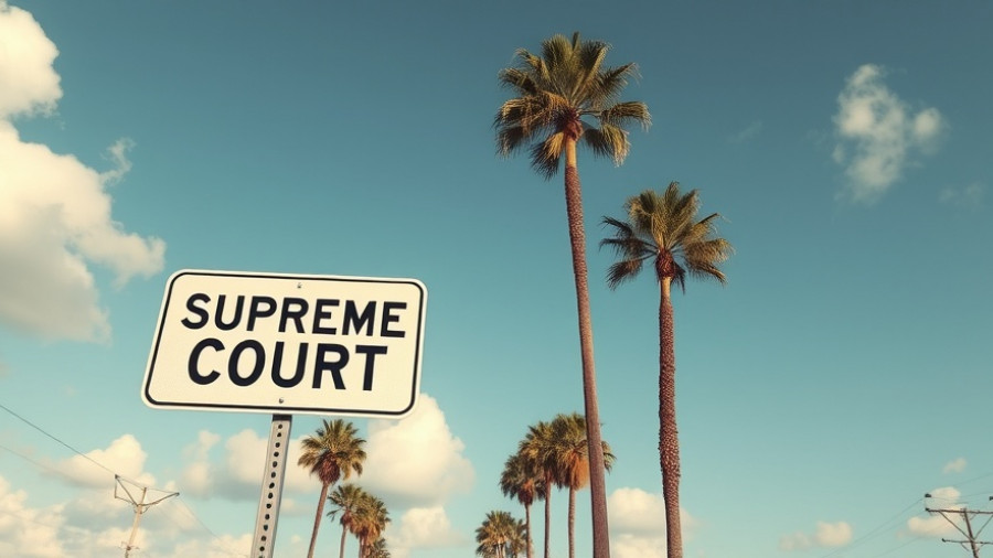 Actual Cash Value Insurance Claims with Supreme Court sign and palm trees.