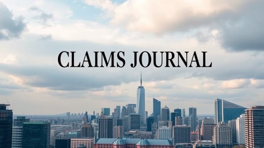 Skyline with 'Claims Journal' text overlay, related to California abuse settlement claims process.