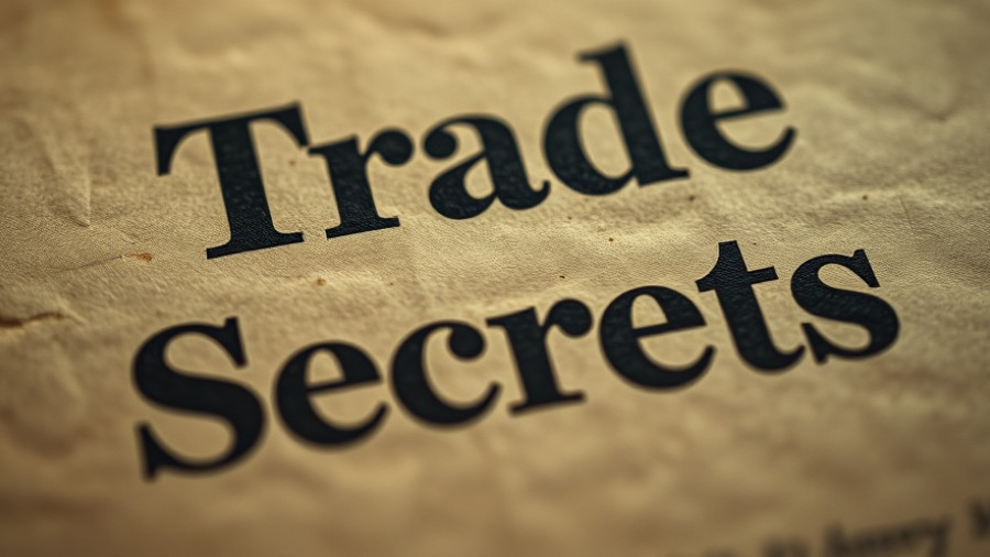 Aged paper with 'Trade Secrets' text, softly lit.