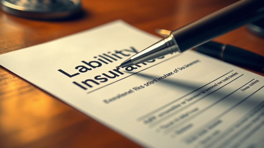 Close-up of liability insurance form and pen.