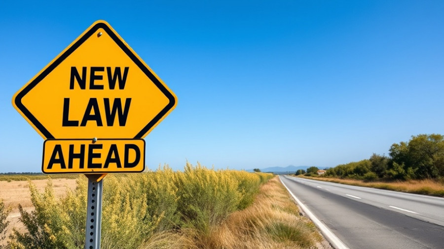 Oklahoma insurance laws sign with new law warning on road.