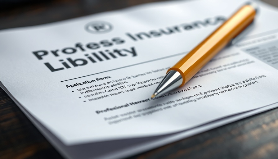Professional liability insurance document with pen on wooden desk.