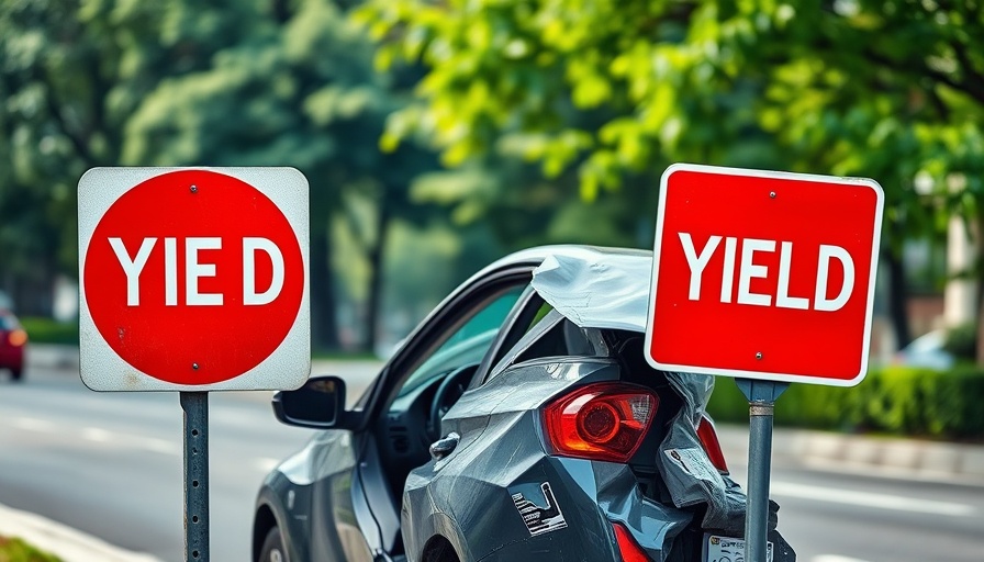 South Carolina accident news: Car crash scene with yield sign.