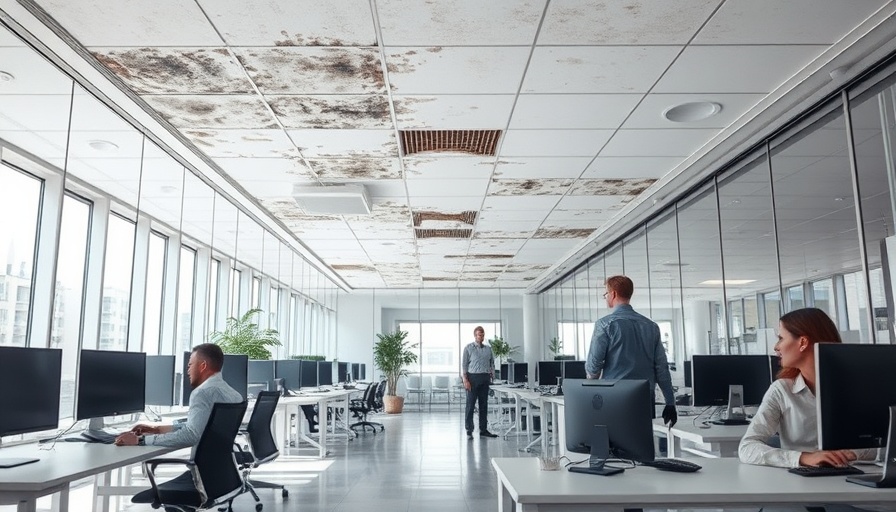 Commercial office mold damage illustrating insurance coverage.