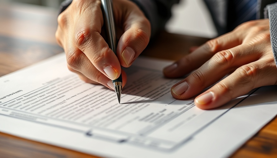 Hands signing proof of loss insurance claim document