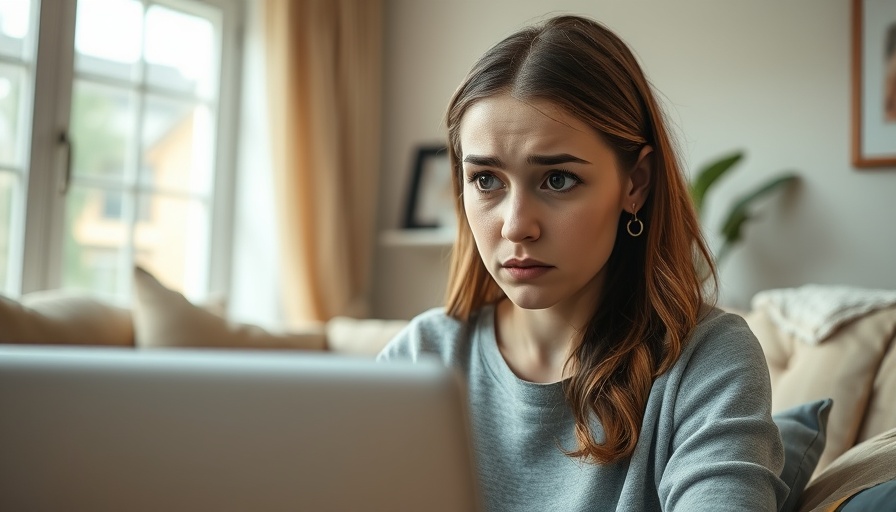 Confused woman looking at laptop, considering FAIR Plans insurance.