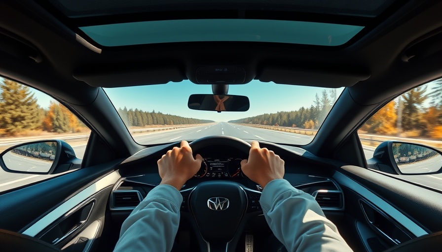 Hands-free driving demonstration in autonomous car, showcasing technology.