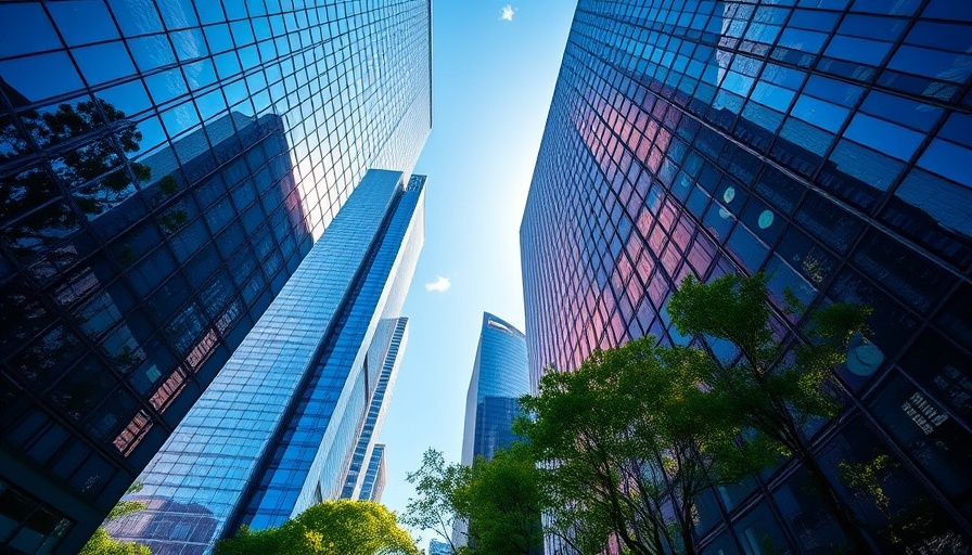 Urban skyscraper view emphasizing calm against insurance claim disputes backdrop.