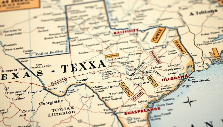 Vintage map of Texas for understanding insurance coverage.