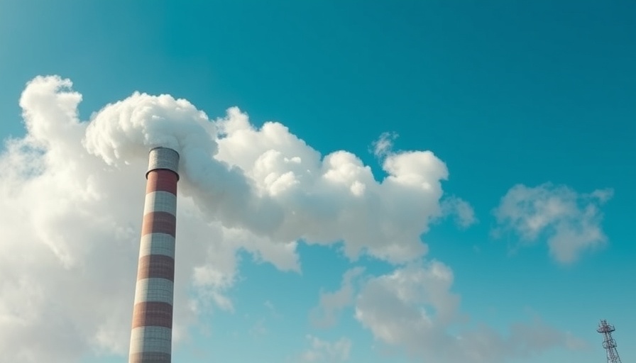 Industrial smokestack emitting smoke related to global warming treaties and accounting.