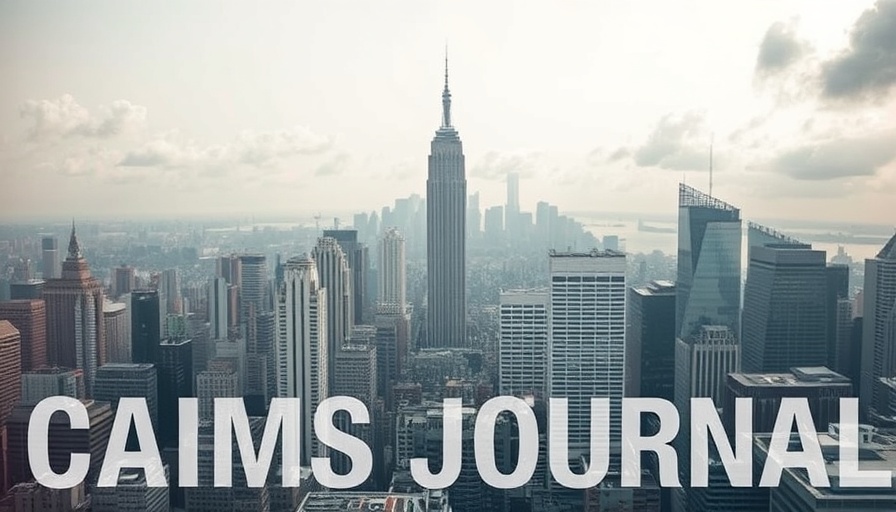 Modern city skyline with CLAIMS JOURNAL text overlay.