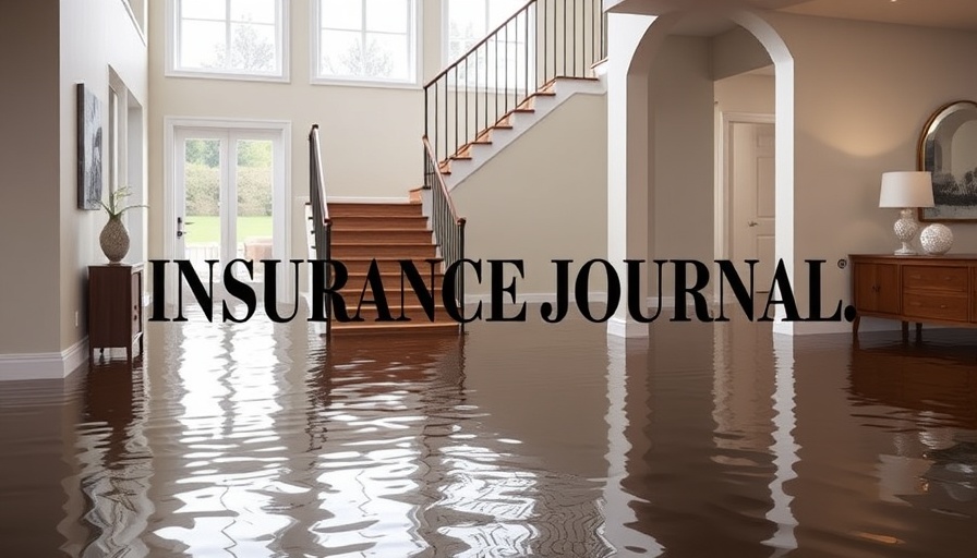 Central Texas Flood Damage Insurance Recovery - flooded interior with Insurance Journal logo.
