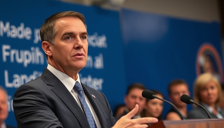 Professional man discussing insurance claim denial at press conference.
