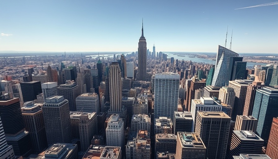 Breathtaking aerial view of New York City skyline, showcasing vibrant city life.