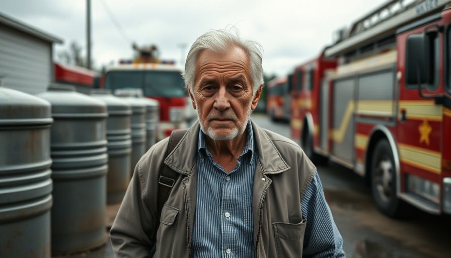 Elderly man walking amid France wildfire heat wave preparations.
