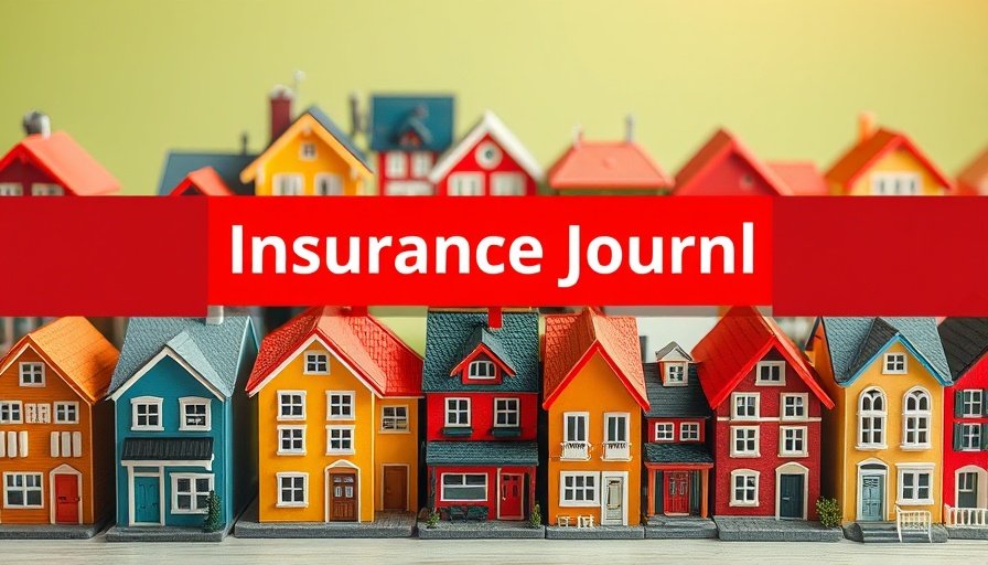 Colorful miniature houses with 'Insurance Journal' text about catastrophe risk literacy.