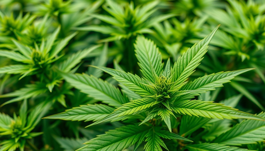 Vivid green cannabis leaves in a cultivated garden.