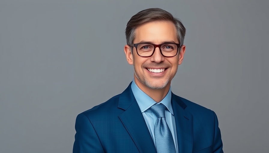 Confident man in a blue suit smiling, related to insurance claim disputes.