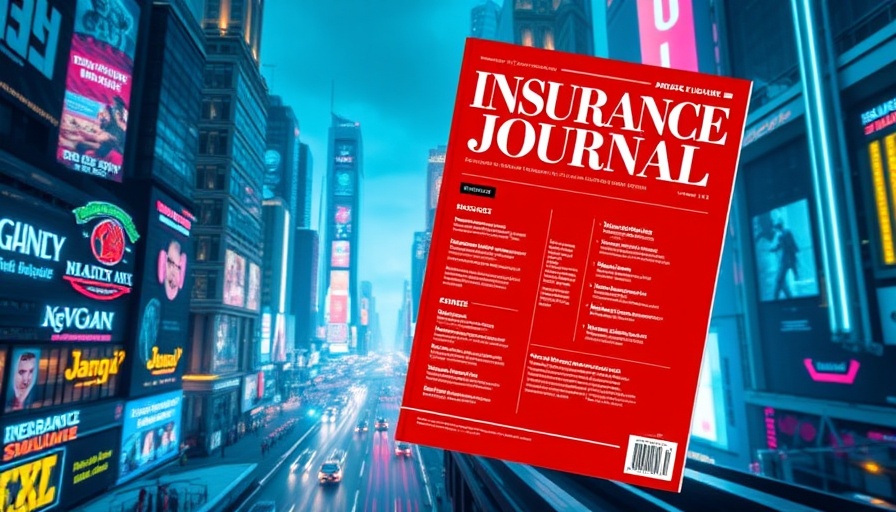 Defamation lawsuit settlements article in Insurance Journal over cityscape.