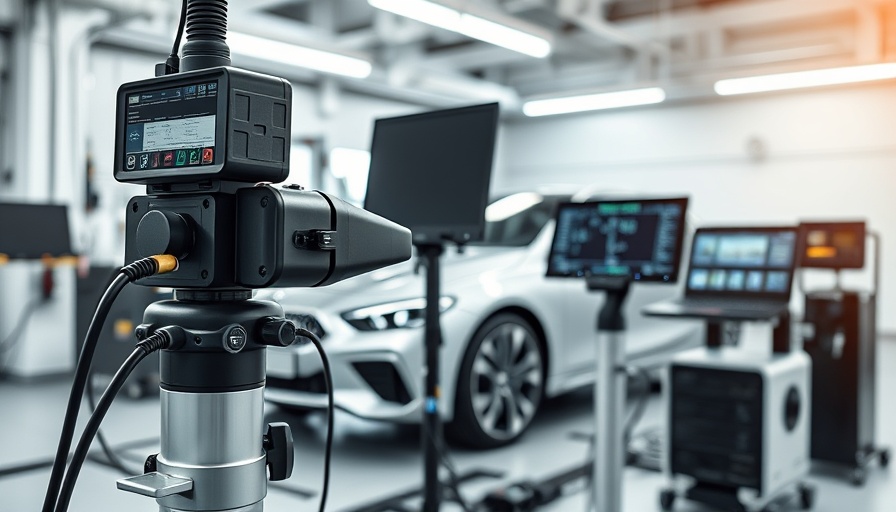 Advanced vehicle ADAS calibration setup in modern garage