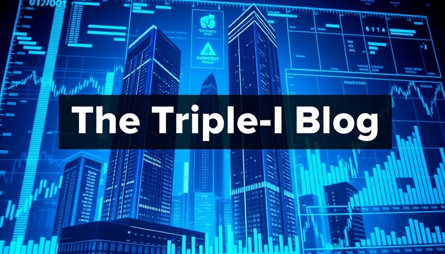 Financial data overlay on skyscrapers with 'The Triple-I Blog' text.