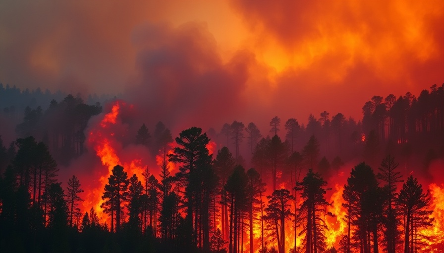 Intense wildfire in forest - parametric wildfire insurance context.