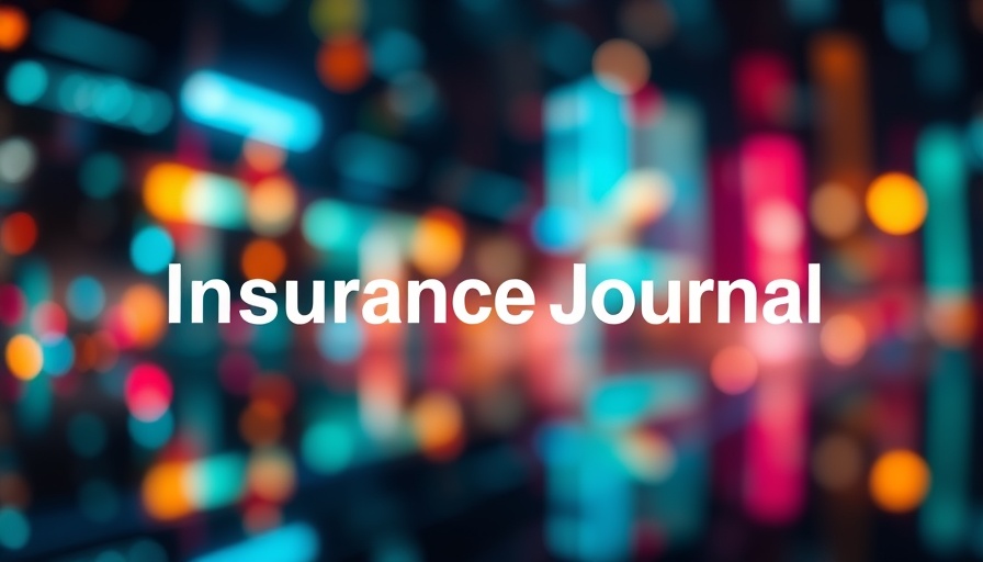 Vibrant abstract background with Insurance Journal text, related to insurance claim disputes.