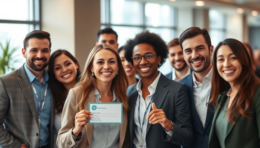 Insurance company experts celebrating achievements.