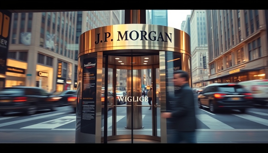 Blurred city revolving door, J.P. Morgan building, vibrant reflections
