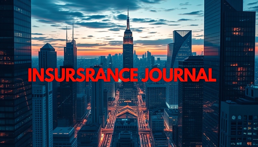 INSURANCE JOURNAL cover over futuristic city, highlighting insurance claim disputes.