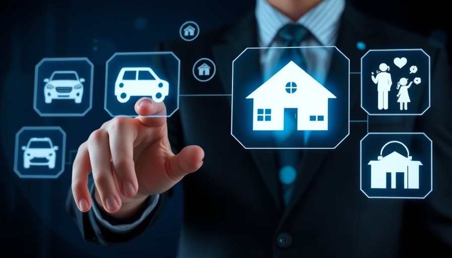 Auto insurance shopping growth depicted through digital icons interaction.