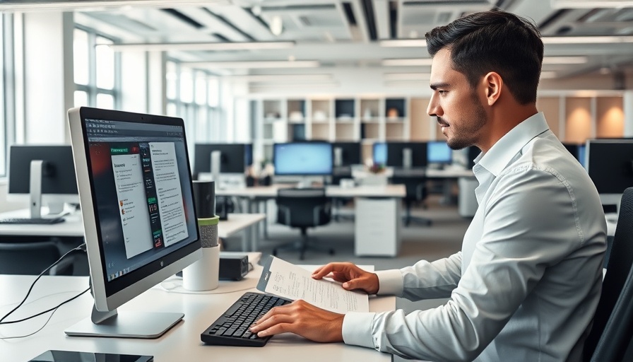 Modern office with professional working on insurance claim process.