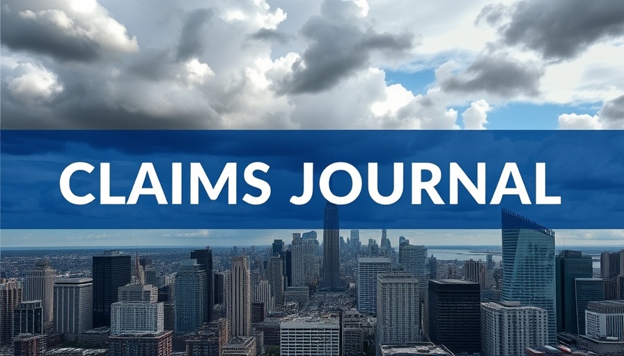City skyline with 'CLAIMS JOURNAL' text overlay, trucking safety funding cuts