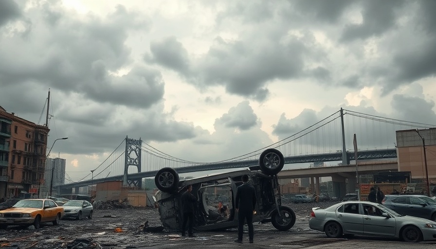 Overturned car in urban wasteland, insurance claim process aftermath.