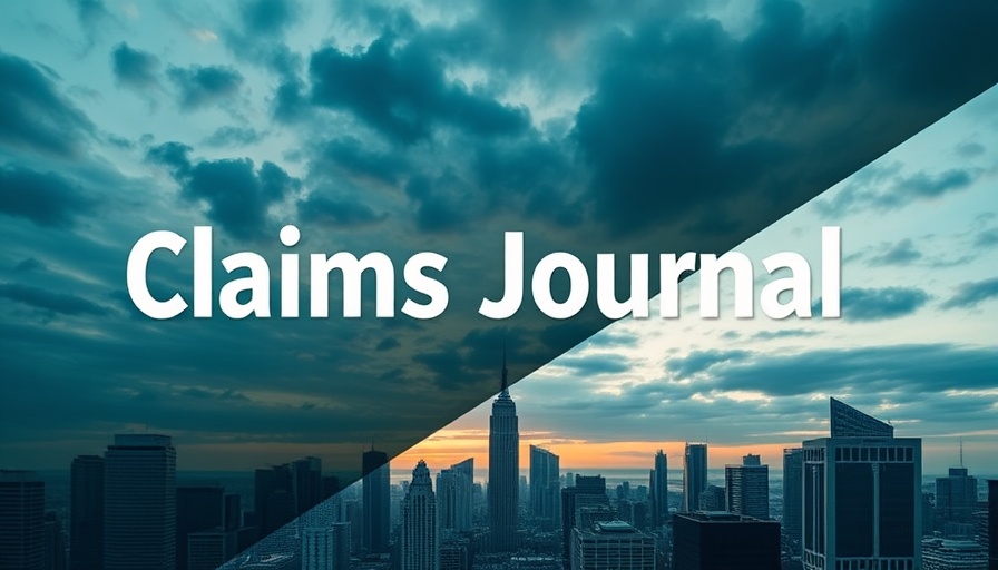 Skyline with Claims Journal text overlay, insurance claim process