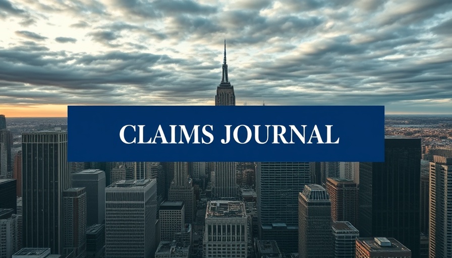 Claims Journal logo over city skyline, Ford truck recall 2025 2026 context.