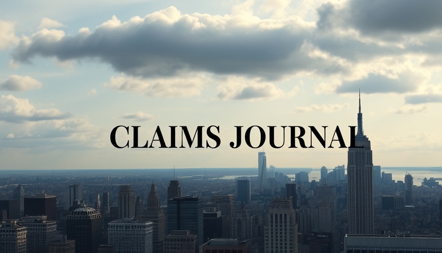 Insurance claim process title over city skyline background