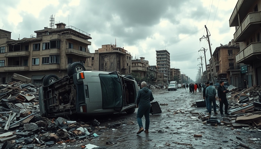 Urban area post-disaster with overturned car reflecting insurance claim process.