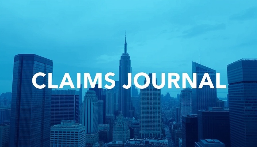 Claims Journal logo over cityscape, Ford truck recall 2025 context.