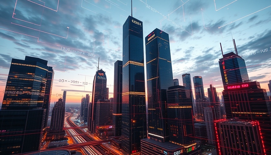 Futuristic cityscape with digital overlay, West Virginia surplus lines coverage.