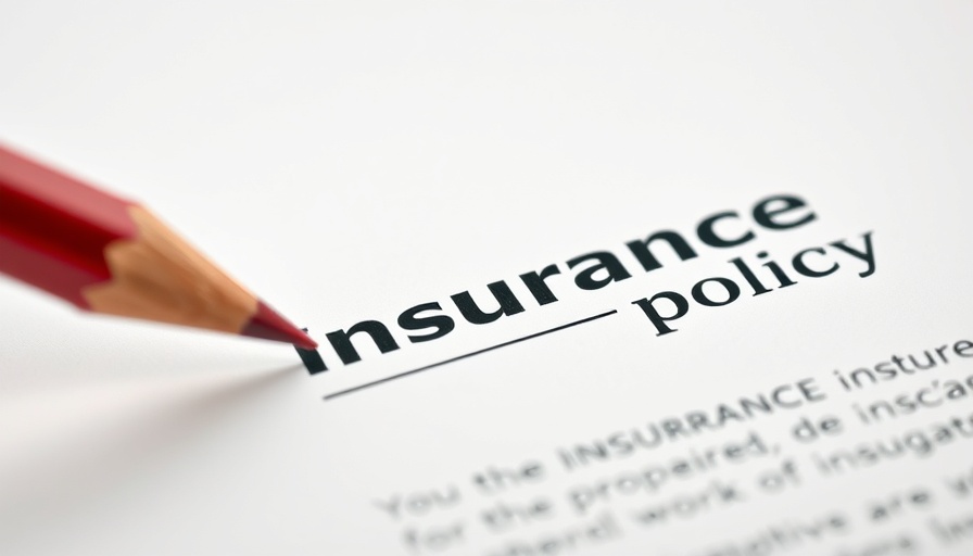 Insurance policy text highlighted by red pencil, close-up.