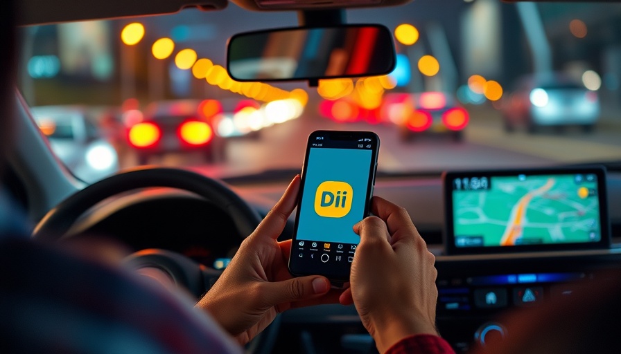 Didi app on phone in car at night with city lights; Didi IPO lawsuit settlement context.