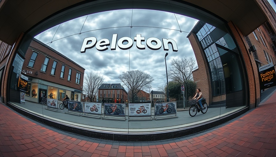 Peloton storefront on urban street with cloudy reflections, Peloton Shareholder Lawsuit.