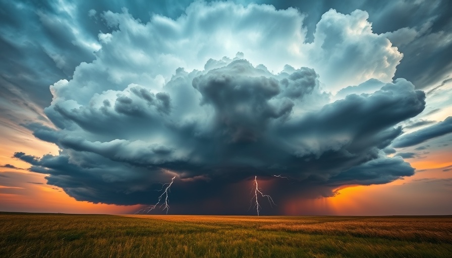 Dramatic storm clouds signaling global insured losses