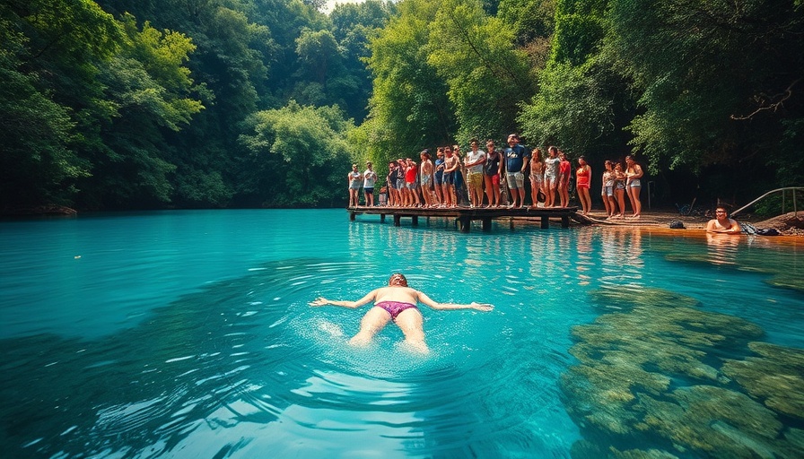 Group enjoying Florida springs amidst pollution and climate change.