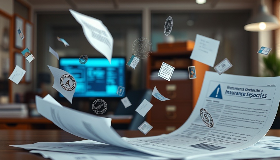 Abstract concept depicting the insurance claim process with symbolic elements.