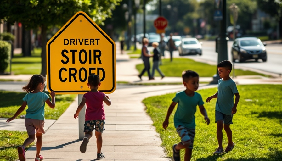 Yellow pedestrian safety sign by crosswalk, emphasizing speed limits.