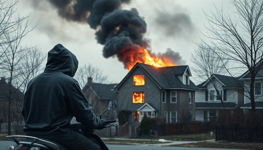 Southern California Edison wildfire costs: figure observing burning house.
